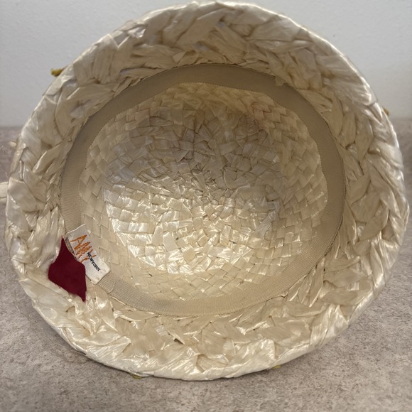 Vintage 50s Amy‎ New York Floral Cellophane Hat Garden Party Spring Chic main image 6